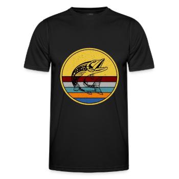 Pike Fishing Angler Pike - Men's Functional T-Shirt - black - Front - AI Model Male 178 dark (178cm)