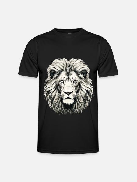 Lion Lion Head sort / hvid tegnet kunst - Funktionsshirt til herrer - sort