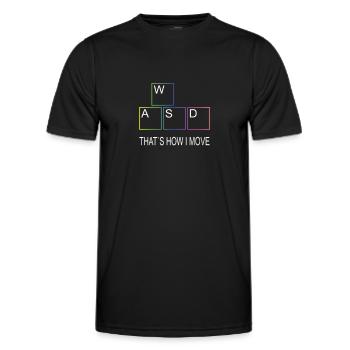 WASD PC Gamer Gaming Jeu vidéo Retro Gamer - T-shirt sport Homme - noir - Devant - AI Model Male 178 dark (178cm)