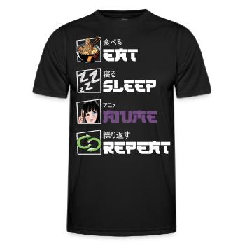 Eat Sleep Anime Repeat - Men's Functional T-Shirt - black - Front - AI Model Male 178 dark (178cm)