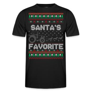 Santa's favorite Farmer - Männer Funktions-T-Shirt - Schwarz - Vorne - AI Model Male 178 dark (178cm)