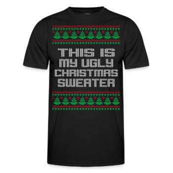 This is my ugly christmas sweater - Men's Functional T-Shirt - black - Front - AI Model Male 178 dark (178cm)