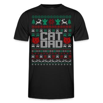 Ugly Christmas Cat Dad - Männer Funktions-T-Shirt - Schwarz - Vorne - AI Model Male 178 dark (178cm)