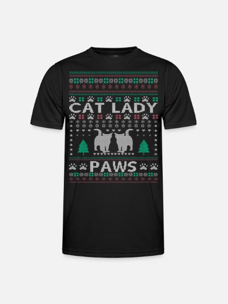 Dame chat de Noël - T-shirt sport Homme - noir