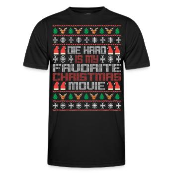 The Hard Is Christmas Movie Ugly Christmas Pajama - Men's Functional T-Shirt - black - Front - AI Model Male 178 dark (178cm)