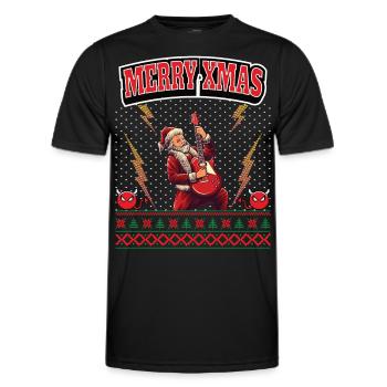 Ugly Christmas 8 Bit Pixel Rock und Heavy-Metal - Männer Funktions-T-Shirt - Schwarz - Vorne - AI Model Male 178 dark (178cm)