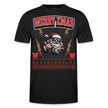 Ugly Christmas 8 Bit Pixel Rock et Heavy Metal - T-shirt sport Homme - noir - Devant - AI Model Male 178 dark (178cm)