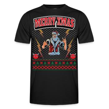 Ugly Christmas 8 Bit Pixel Rock und Heavy-Metal - Männer Funktions-T-Shirt - Schwarz - Vorne - AI Model Male 178 dark (178cm)