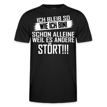 Lustig Ich bleib so wie ich bin Spruch - Männer Funktions-T-Shirt - Schwarz - Vorne - AI Model Male 178 dark (178cm)