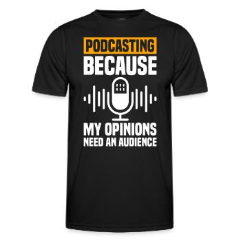 Podcast Host Podcaster Podcasting Podcast Listener - Men's Functional T-Shirt - black - Front - AI Model Male 178 dark (178cm)