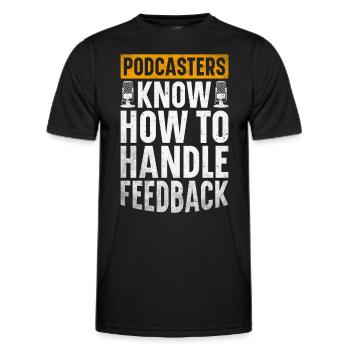 Podcast Host Podcaster Podcasting Podcast Listener - Men's Functional T-Shirt - black - Front - AI Model Male 178 dark (178cm)
