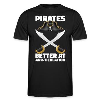 Pirat Totenkopf Freibeuter Piratenschiff - Männer Funktions-T-Shirt - Schwarz - Vorne - AI Model Male 178 dark (178cm)
