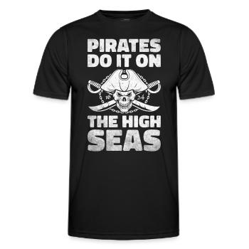 Pirat Totenkopf Freibeuter Piratenschiff - Männer Funktions-T-Shirt - Schwarz - Vorne - AI Model Male 178 dark (178cm)