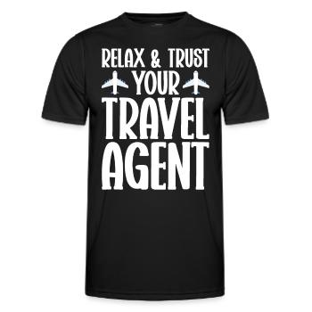 Commis au tourisme Agence de voyages - T-shirt sport Homme - noir - Devant - AI Model Male 178 dark (178cm)