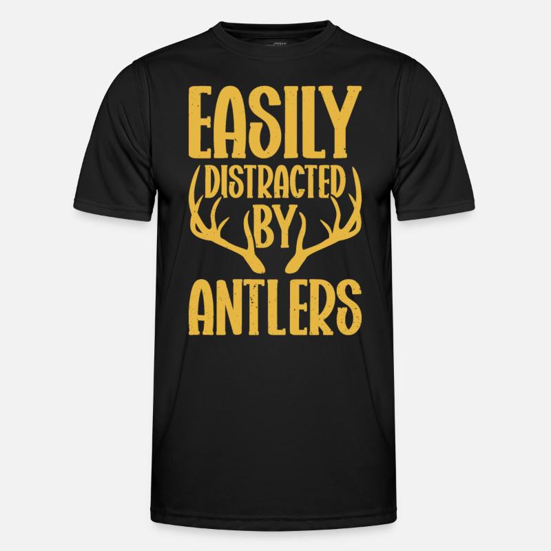 Geweihjagd Geweih Jäger Jagt Jagdtrophäe - Männer Funktions-T-Shirt - Schwarz