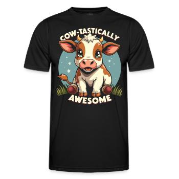Cows Moo Cow Moo Cattle Dairy Cow Dairy Farmer - Men's Functional T-Shirt - black - Front - AI Model Male 178 dark (178cm)
