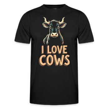 Cows Moo Cow Moo Cattle Dairy Cow Dairy Farmer - Men's Functional T-Shirt - black - Front - AI Model Male 178 dark (178cm)