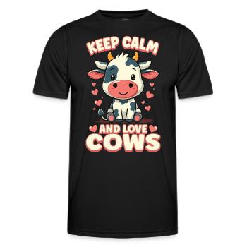 Cows Moo Cow Moo Cattle Dairy Cow Dairy Farmer - Men's Functional T-Shirt - black - Front - AI Model Male 178 dark (178cm)