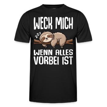 Weck Mich Wenn Alles Vorbei Ist / Langschläfer - Männer Funktions-T-Shirt - Schwarz - Vorne - AI Model Male 178 dark (178cm)