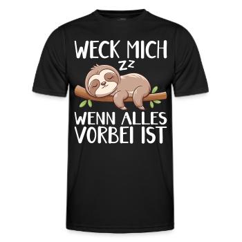 Weck Mich Wenn Alles Vorbei Ist / Langschläfer - Männer Funktions-T-Shirt - Schwarz - Vorne - AI Model Male 178 dark (178cm)