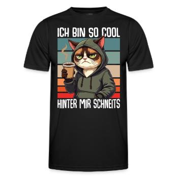 I'm So Cool Behind Me Snowy Cat - Men's Functional T-Shirt - black - Front - AI Model Male 178 dark (178cm)