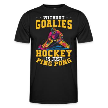 Eishockey Torwart Eishockey Torhüter - Männer Funktions-T-Shirt - Schwarz - Vorne - AI Model Male 178 dark (178cm)