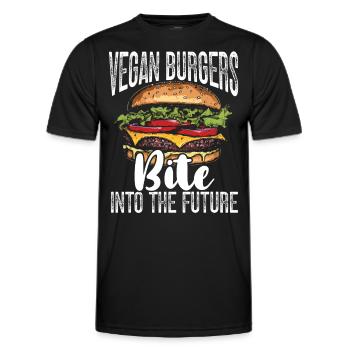 Vegetarian Burger Vegan Burger Veggie Burger - Men's Functional T-Shirt - black - Front - AI Model Male 178 dark (178cm)