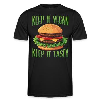 Vegetarian Burger Vegan Burger Veggie Burger - Men's Functional T-Shirt - black - Front - AI Model Male 178 dark (178cm)