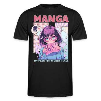 Manga Livres Amateurs de manga - T-shirt sport Homme - noir - Devant - AI Model Male 178 dark (178cm)