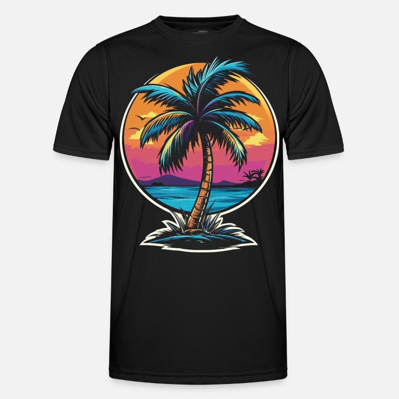 Retro palm - Men's Functional T-Shirt - black