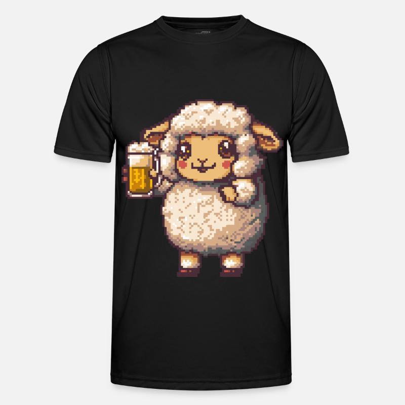 Schaf Pixel Bier Männer Funktions-T-Shirt