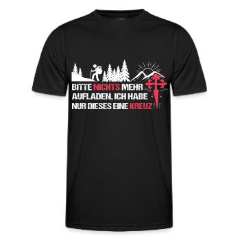 Pilgern Jakobsweg Pilger Jakobskreuz Wanderer - Männer Funktions-T-Shirt - Schwarz - Vorne - AI Model Male 178 dark (178cm)