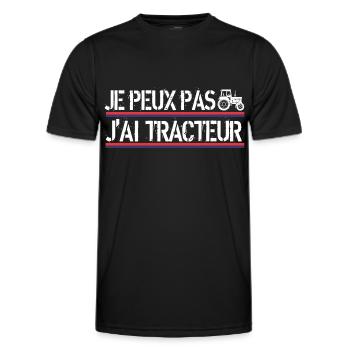 Je Peux pas J'Ai TRACTEUR - T-shirt sport Homme - noir - Devant - AI Model Male 178 dark (178cm)
