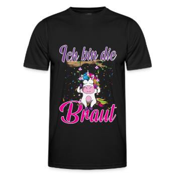 Ich bin die Braut Junggesellinnenabschied Einhorn - Männer Funktions-T-Shirt - Schwarz - Vorne - AI Model Male 178 dark (178cm)