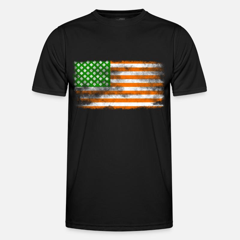 Drapeau de la Saint-Patrick irlandais américain lavé T-shirt sport Homme