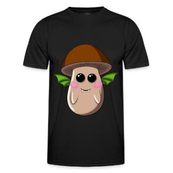 Chauve-souris champignon à casquette brune - T-shirt sport Homme - noir - Devant - AI Model Male 178 dark (178cm)