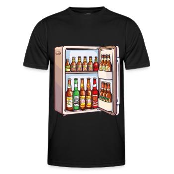 Beer Fridge Beer Bottles Men Drinking Funny - Men's Functional T-Shirt - black - Front - AI Model Male 178 dark (178cm)