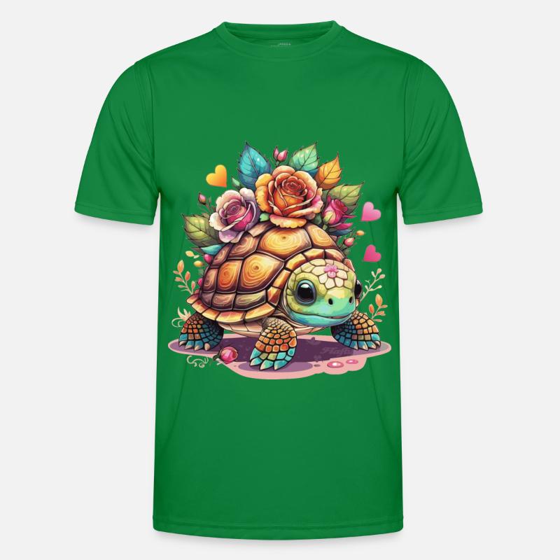 Tortue douce parmi les roses T-shirt sport Homme