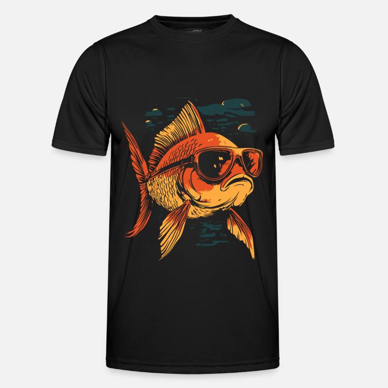 Fish with sunglasses - Men's Functional T-Shirt - black