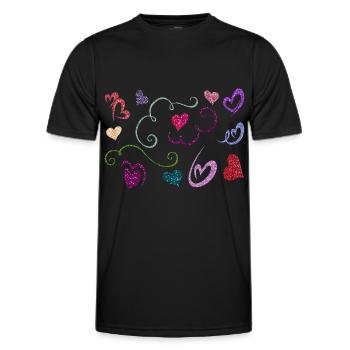 Glitter Heart Design - Men's Functional T-Shirt - black - Front - AI Model Male 178 dark (178cm)