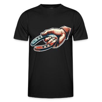 Horseshoe Throwing Horseshoe Pitching - Men's Functional T-Shirt - black - Front - AI Model Male 178 dark (178cm)