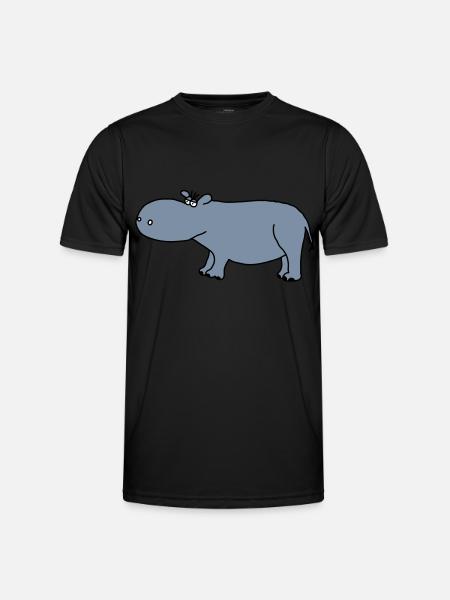 Nilpferd - Männer Funktions-T-Shirt - Schwarz