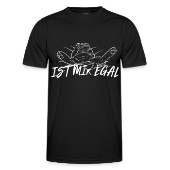 Ist mir egal faule Katze Mittelfinger lustig - Männer Funktions-T-Shirt - Schwarz - Vorne - AI Model Male 178 dark (178cm)
