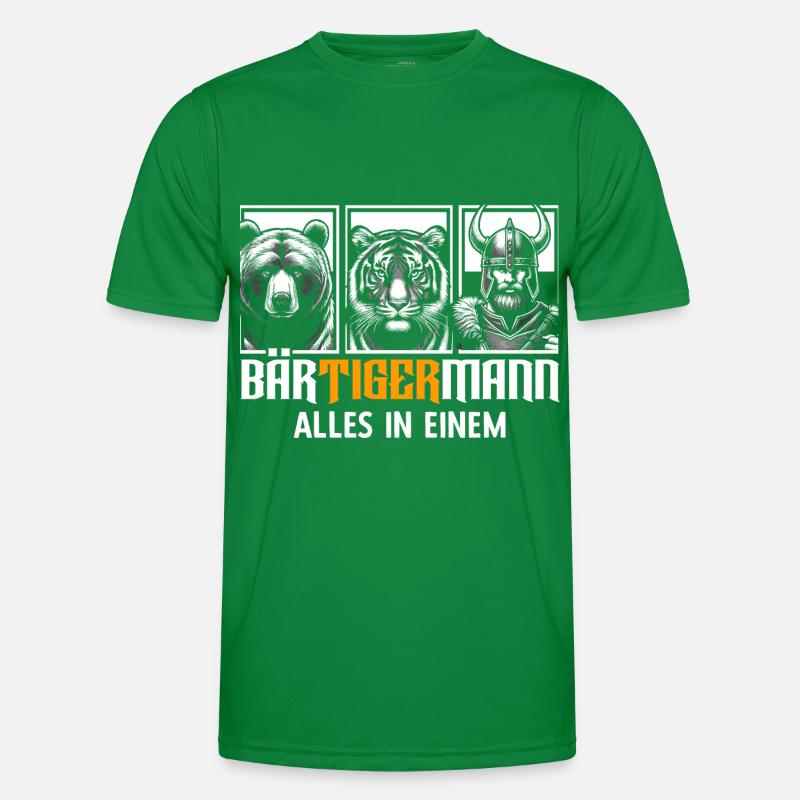 Bärtigermann Bär Tiger Mann Geschenk Bart Männer Funktions-T-Shirt
