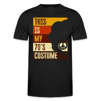 70s Seventies 1970s Party Outfit Costume - Men's Functional T-Shirt - black - Front - AI Model Male 178 dark (178cm)