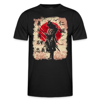Samurai Japanischer Krieger Schwertkämpfer Kanji - Männer Funktions-T-Shirt - Schwarz - Vorne - AI Model Male 178 dark (178cm)
