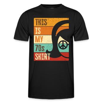 70s 1970s Seventies Party Outfit Costume - Men's Functional T-Shirt - black - Front - AI Model Male 178 dark (178cm)