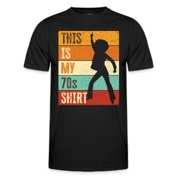 70s 1970s Seventies Party Outfit Costume - Men's Functional T-Shirt - black - Front - AI Model Male 178 dark (178cm)