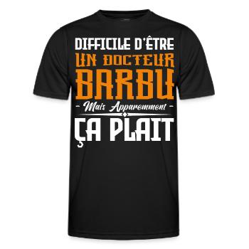 infirmier barbu, citations barbe, cadeau infirmier - T-shirt sport Homme - noir - Devant - AI Model Male 178 dark (178cm)