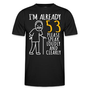 53 Anniversaire Homme 53er 53ter J’ai déjà 53 ans - T-shirt sport Homme - noir - Devant - AI Model Male 178 dark (178cm)